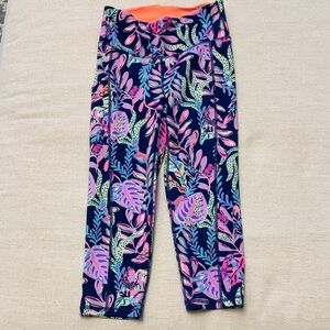 Lilly Pulitzer Leggings - Navy and Pink Leaf Print